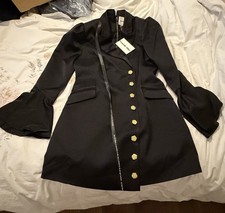 Lavish Alice Black Blazer Mini Dress Gold Buttons UK 14 BNWT Structured Party