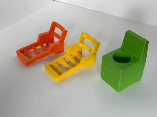 Vintage Fisher Price Little People Set of Pool Chairs 1986