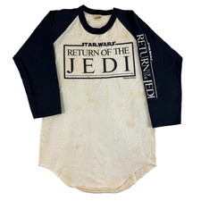Vintage 80s Star Wars Youth Raglan Shirt Return of The Jedi 1983 Kid Large 14-16