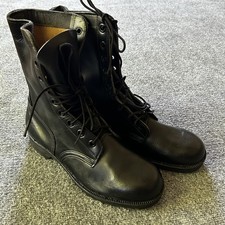 Vintage Bata Military Combat Boots 7W Black Leather Made in USA Style 9092