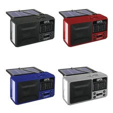 QFX R-37 3-In-1 Rechargeable AM/FM/SW1-SW4 6-Band Solar Radio +Flashlight+USB/SD