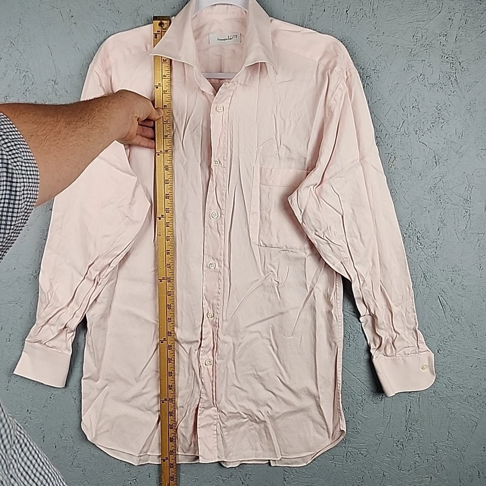 Camicia Ermenegildo Zegna uomo 16 41 rosa manica lunga abito con bottoni preppy grande - Immagine 2 di 4