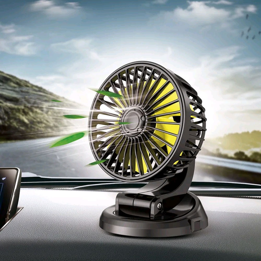 USB Car Fan Dashboard Electric Fan Cooling Accessories w/ Cigarette Lighter Plug-image