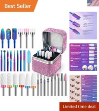Nail Drill Bits Set with Storage Case: 30pcs 3/32 Inch Carbide Diamond Cerami...