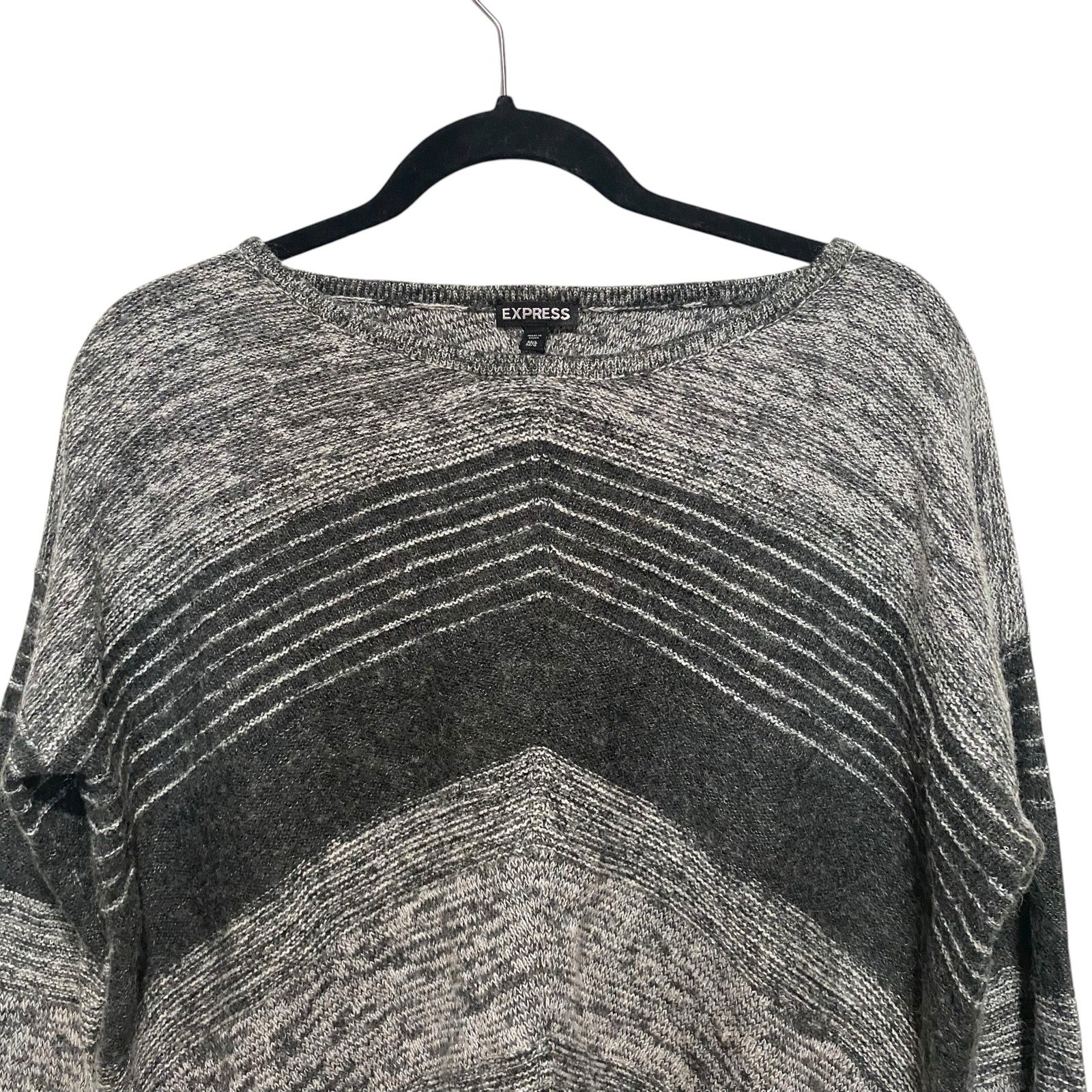 Express Women's Gray Chevron Pattern Oversized Sw… - image 2