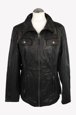7ELEVEN Damen Jacke Gr. 36 Schwarz Leder Jacke Lederjacke  Jacke