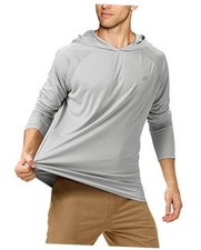 Men's UPF 50 Sun Protection Long Sleeve Hoodie Shirt Outdoor UV X-Large Gray
