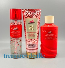 Bath Body Works Milk Bar PEPPERMINT BARK TRUFFLE Body Wash Cream Mist Set of 3