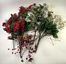 Vintage Foliage of Holly/Berry and More Plastic Christmas Picks