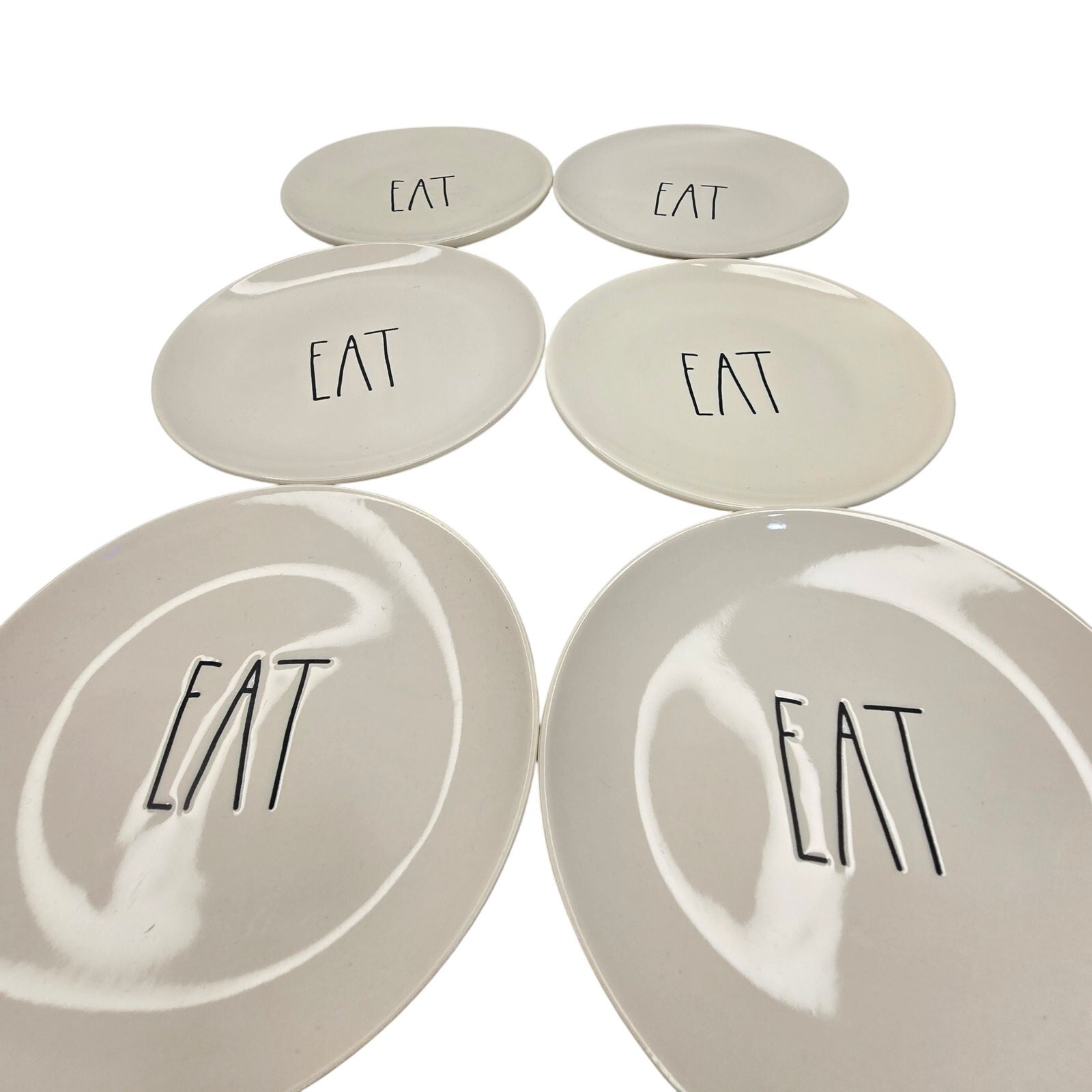 Rae Dunn By Magenta EAT Appetizer Plates Set Of 6 White Farmhouse Dessert Snacks