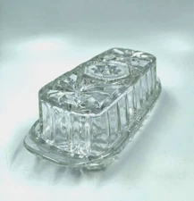 Vintage Mid Century Modern Anchor Hocking Covered Butter Dish Star Pattern