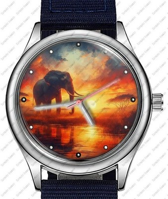 African Elephant Sunset Trendy 38mm Face Wrist Watch