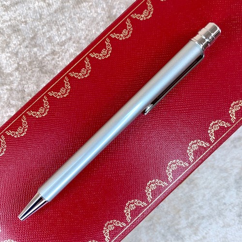 Cartier Ballpoint Pen Santos Steel Lacquer Palladium Finish with Case & Papers - Picture 5 of 15