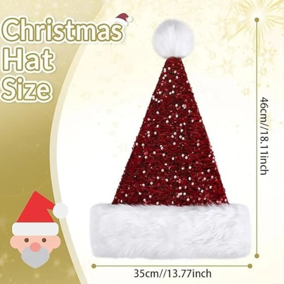 3 Hats Christmas Santa Claus Cap Adult Christmas Holiday Hat Thickened - Image 2 of 4