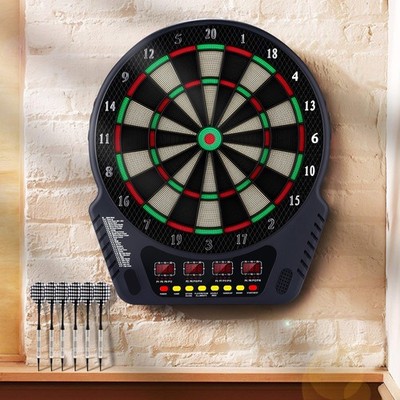 Elektronische Dartscheibe Profi Dartboard 4 LED 6 Pfeile 27 Spiele 243 Varianten