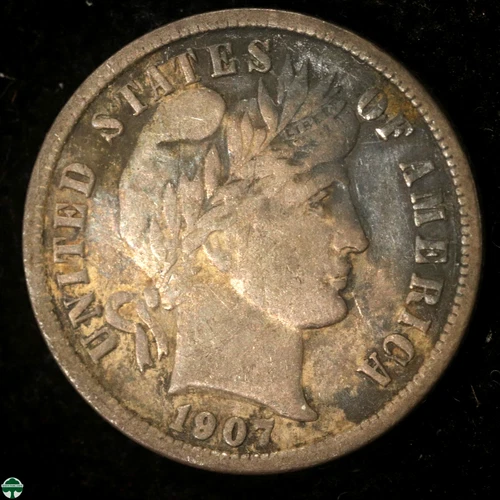 1907-P Barber Dime - Very Fine Details - Toned