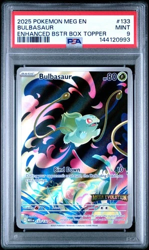 2025 POKEMON MEG EN-MEGA EVOLUTION ENHANCED BOOSTER BOX TOPPER BULBASAUR PSA 9