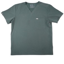 FIGS Technical Collection V Neck Scrub Top Men's Large Grey Short Sleeve