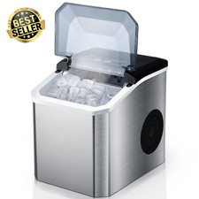 Ice Maker with Self-Cleaning Function, Crystal Clear Bullet Ice Cubes,12Kg/24H P