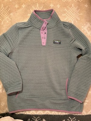 LL Bean Green Airlight Knit 1/4 Snap Lightweight Mock Neck Pullover Size MEDIUM