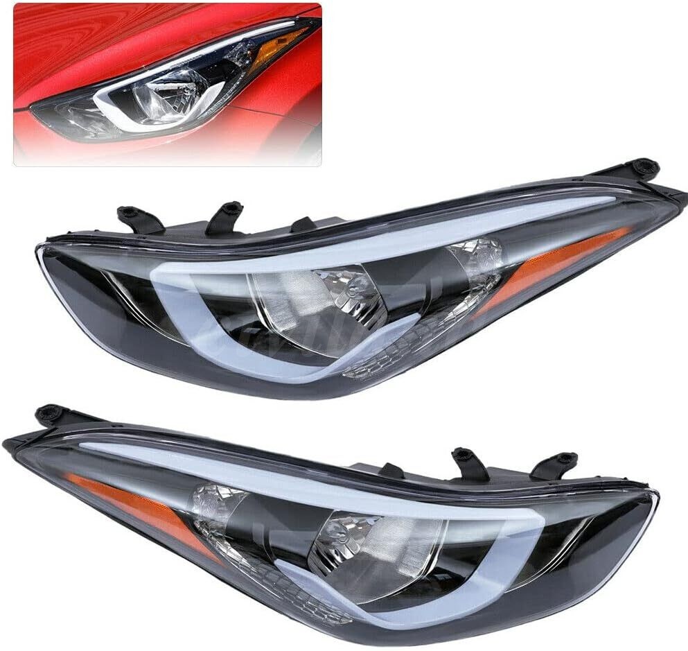 Pair Headlights For 2014 2015 2016 Hyundai Elantra Left & Right Headlamps W/Bulb