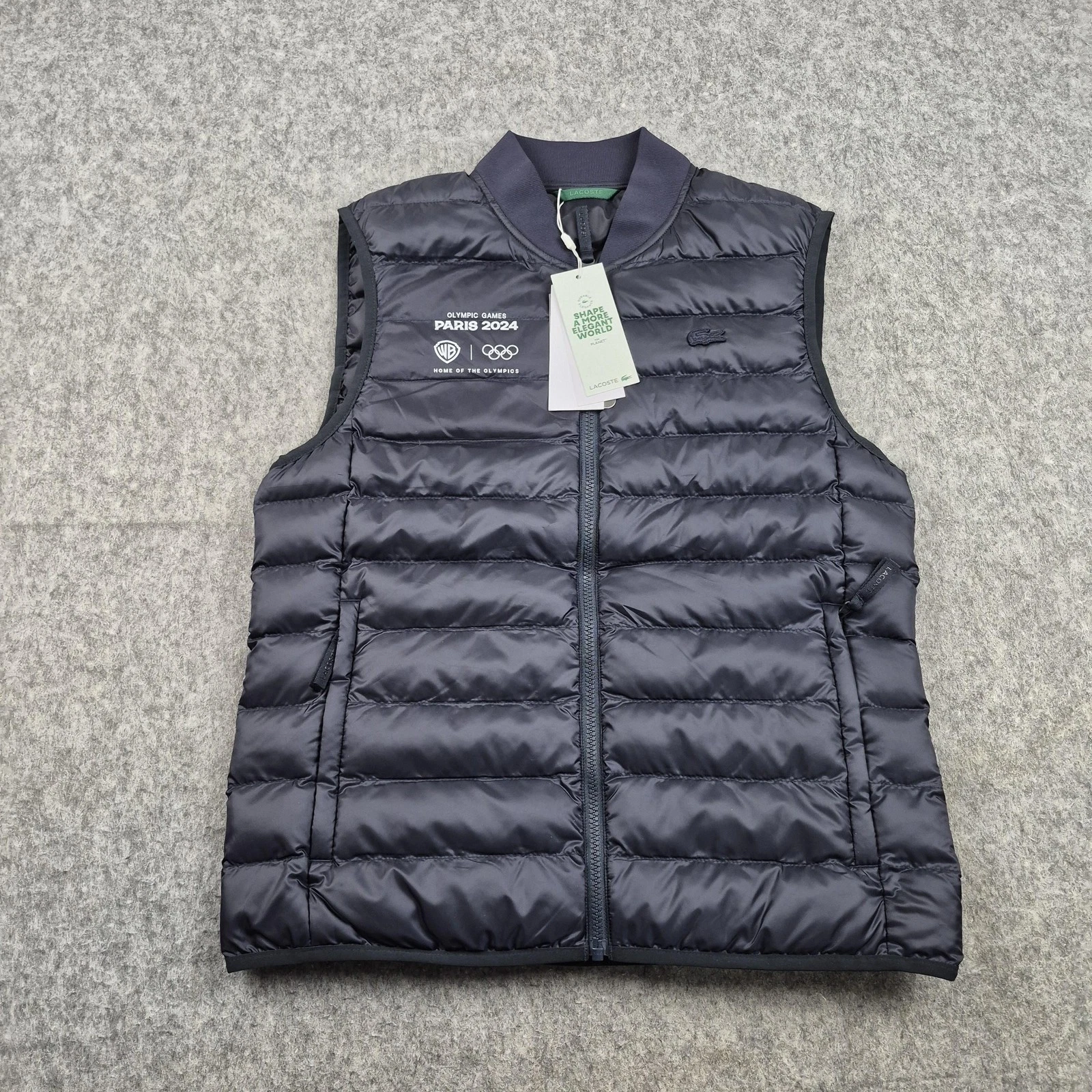 Lacoste Gilet Mens Medium Blue Paris 2024 Puffer Vest Jacket Padded Olympic