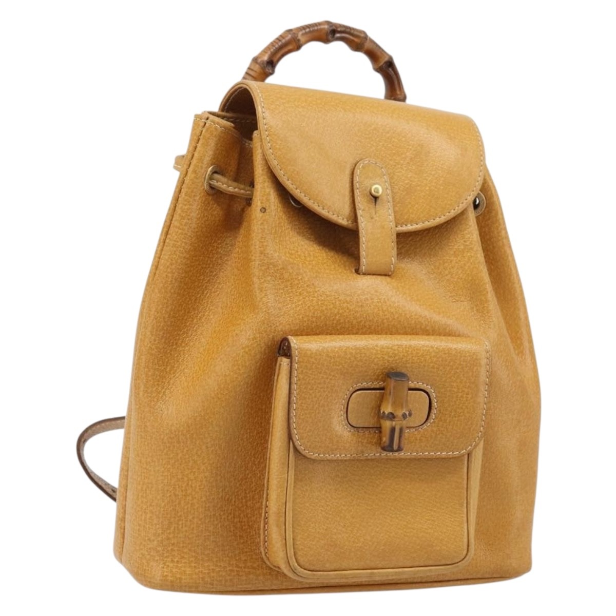 GUCCI Bamboo Leather Backpack Bag Beige GUCCI Bamboo Leather Tassel Backpack Rucksack Pink Beige 370833 main image 4