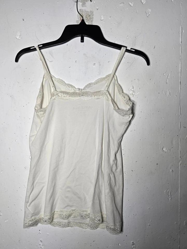 Arizona Womens Babydoll Tank Top Size Large Y2K Cami 2000s Summer Lace Dainty - Image 2 of 4
