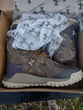 Under Armour HOVR Waterproof Hiking Boots Camo Brown Mesh Lace-Up Men 9.5