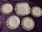 5x Piatti Torta 'Rosebuds & Gold' PARAGON China 1x Servizio Quadrato 4x Tè/Lato