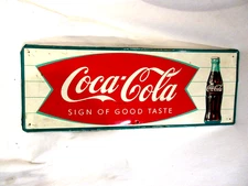 1951 Coca Cola Fish Tail Sign 32 x 12