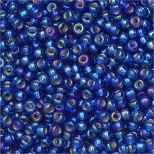 Miyuki Round Rocaille Seed Beads Size 11/0 24GM Silver Lined Cobalt AB 11-1020-5
