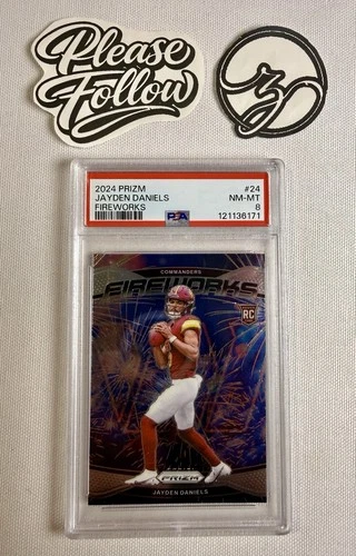 Jayden Daniels RC 2024 Panini Prizm - Fireworks #24 PSA NM-MT 8