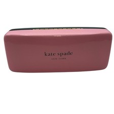 KATE SPADE NEW YORK PINK / GREEN CLAMSHELL SUNGLASSES CASE W/ CLEANING CLOTH