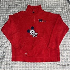 Vintage Disney Mickey Mouse Quarter Zip Sweater Pullover Red XL See Measurement