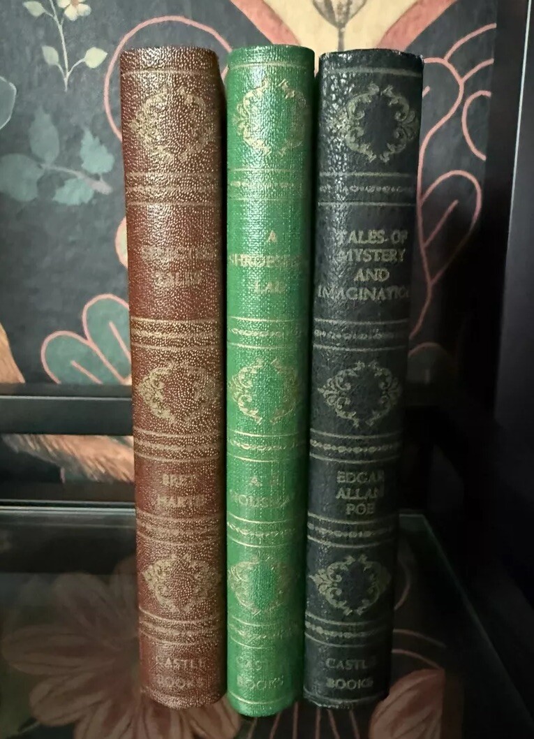Set Of 3 Vintage Books Edgar Allen Poe, Housman, Bret Harte Marble Covers 1951