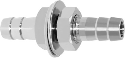 3/8'' Hose Barb Thru-Bulk Bulkhead Straight Hex Union Stainless Steel Fitting