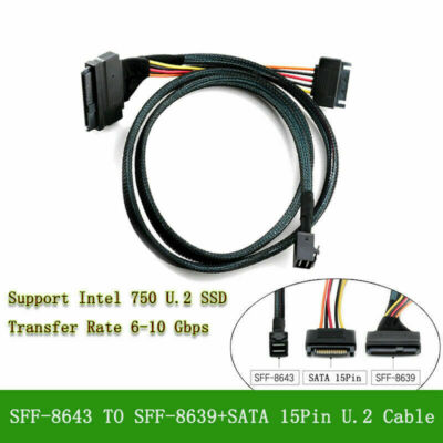 Mini SAS SFF-8643 Internal 12G to U.2 SFF-8639 with 15 Pin SATA Power Connector