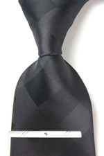 New Classic Checks Solid Black JACQUARD WOVEN 100 Silk Men's Necktie Tie