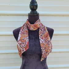 Womens Scarf Orange Red Orange Crinkle Head Wrap Cover Accessory Paisley 51"x4"