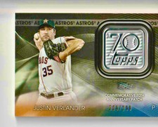 2021 Topps Update JUSTIN VERLANDER BLACK 70th Anniversary Logo Patch 229/299