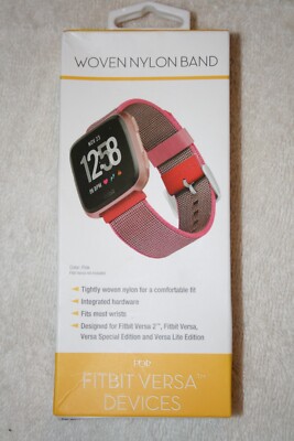 ** NEW IN BOX ** WithIt Pink Woven Nylon Band for FITBIT VERSA DEVICES