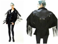 Women's Western Cowgirl Suede Leather Fringe Coats Cowboy Jacket