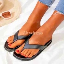 Women's Flat Heel Slippers Color Black Size 6  37 