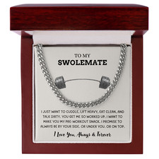 To My Swolemate gym body fitness partner CUBAN LINK Necklace Birthday Gift