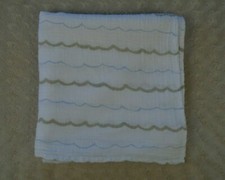 Aden  Anais Waves Baby Swaddle Blanket Blue White Gray Tan Muslin Cotton
