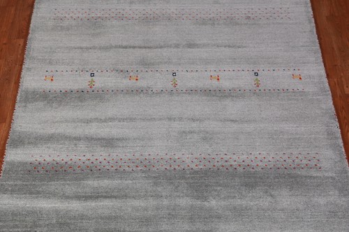 Oriental Gabbeh Indien Rug Grey Handmade Wool 5x8 ft - Picture 4 of 18