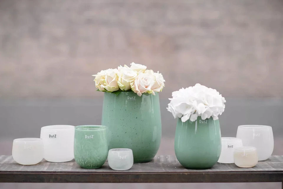 Dutz Vase BARREL, Farbe Pistache, dickes Glas, Windlicht, verschiedene Größen - Bild 2 von 3