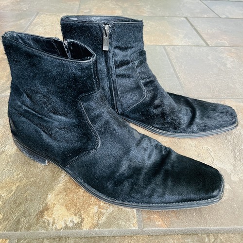 PONY HAIR BLACK LEATHER MENS BOOTS | eBay