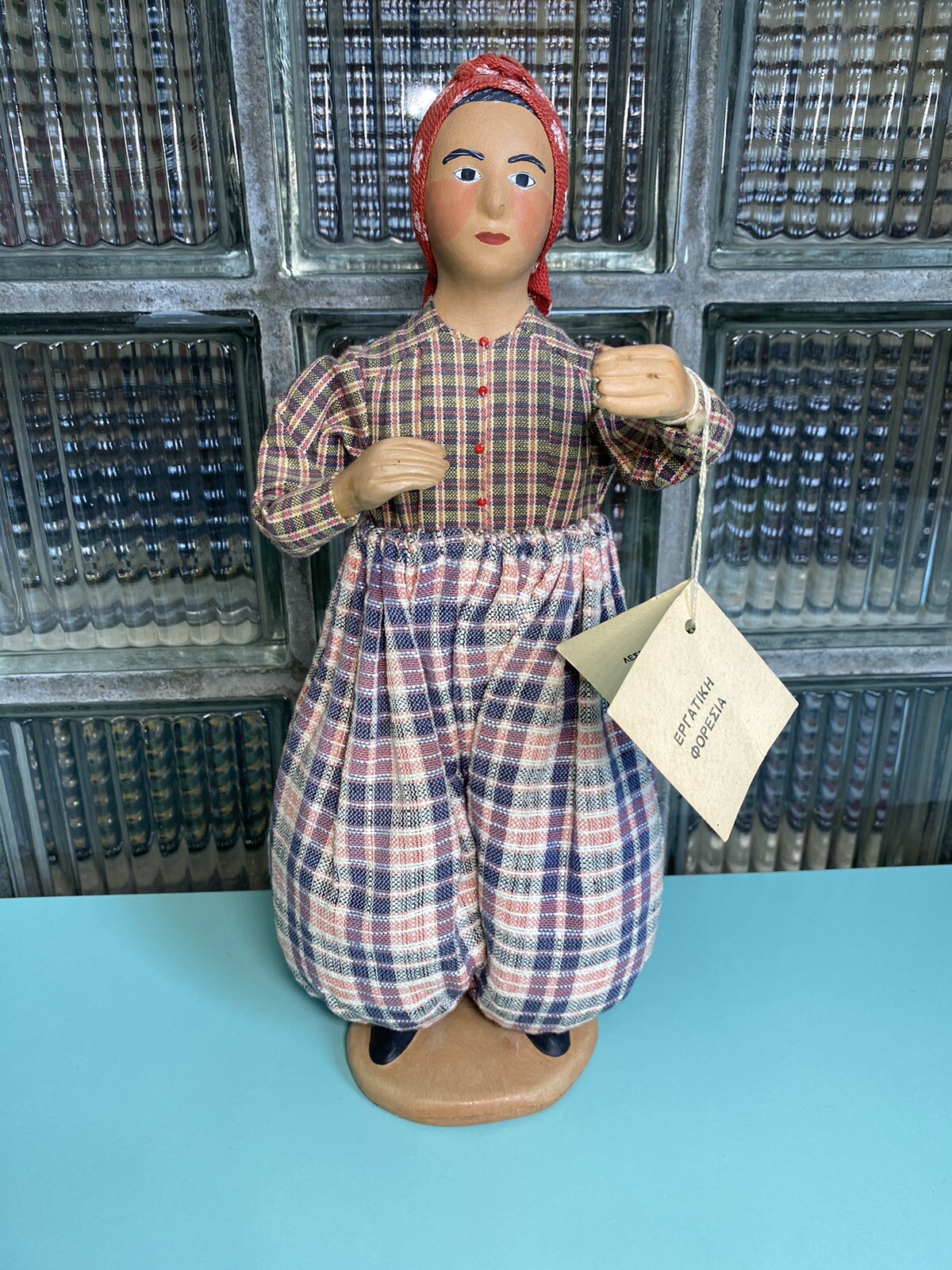 Vintage Dora Parissis Handmade Greek Spinners Dress Folk Ceramic Woman